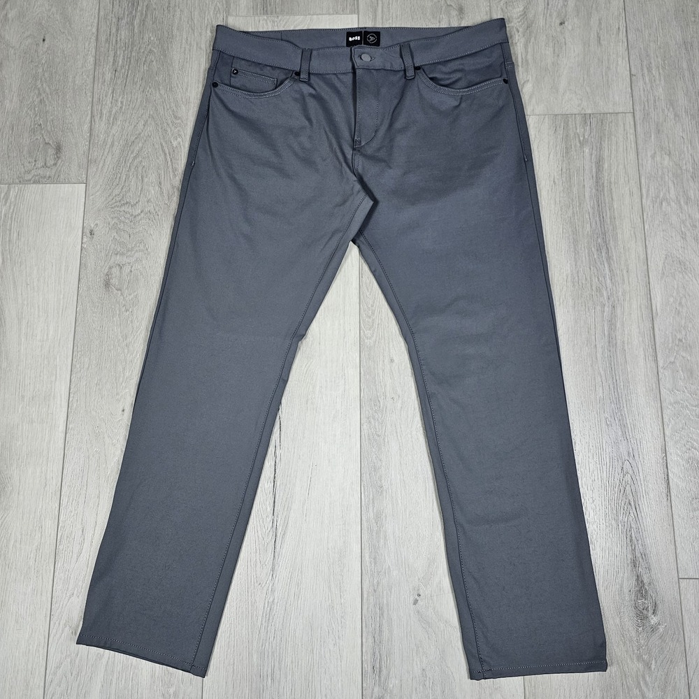 Hugo Boss Performance Pants Mens 38x32 (30) Gray Delaware Slim Fit Straight Leg